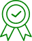 Certification Qualité: Garantie d'Excellence et Succès Icône de médaille verte avec coche, symbolisant la qualité garantie, l'excellence, la certification et le succès.
